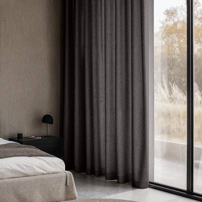 Gordijnen met Linnen Look - Haken of Ringen - Antraciet maat: 250 x 150 cm - materiaal: Polyether/Velours - Dekbed-Discounter.nl