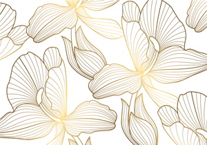 Gouden bloemen vinyl tapijt wit