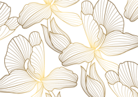 Gouden bloemen vinyl tapijt wit