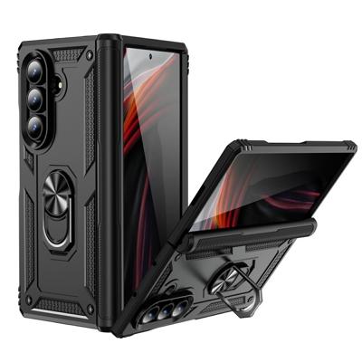 Lunso Samsung Galaxy Z Fold 7 - Armor backcover hoes met ringhouder - Zwart