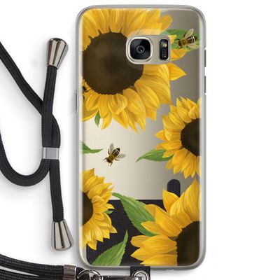 Sunflower and bees: Samsung Galaxy S7 Edge Transparant Hoesje met koord