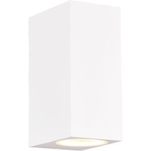 LED Tuinverlichting - Wandlamp Buitenlamp - Trion Royina Up and Down - GU10 Fitting - Spatwaterdicht IP44 - Rechthoek - Mat Wit - Aluminium