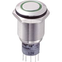 TRU COMPONENTS 701833 LAS2GQF-22E/G/12V/S/P Vandalismebestendige druktoets 250 V/AC 3 A 2x aan/(aan) Moment Groen 1 stuk(s) - thumbnail