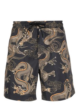 Maharishi short de bain à motif graphique - Noir