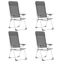 vidaXL Campingstoelen 4 st inklapbaar aluminium grijs - thumbnail