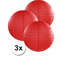 3 bolvormige lampionnen rood 35 cm - thumbnail