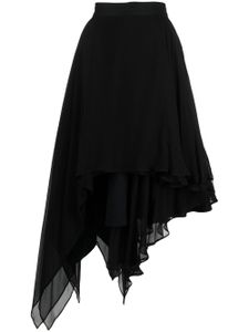 Yohji Yamamoto jupe mi-longue en tulle à design asymétrique - Noir