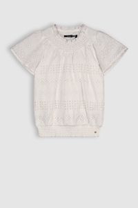 NoBell Meisjes blouse embroidery - Tyra - Sneeuw wit