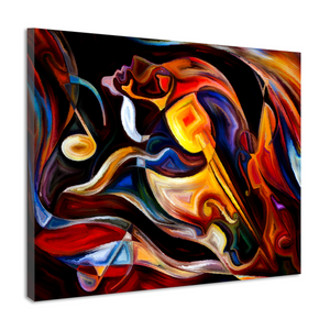 Karo-art Schilderij - Abstract Muziek , Multikleur , 3 maten , Wanddecoratie