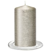 Trend Candles - Stompkaarsen met glazen onderzetters set van 2x stuks - zilver 7 x 13 cm