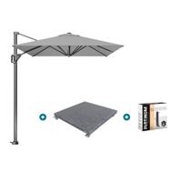 Platinum Voyager zweefparasol T1 3x2 m. - Light Grey met voet en hoes