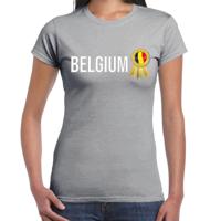 Verkleed T-shirt voor dames - Belgium - grijs - voetbal supporter - themafeest - Belgie - thumbnail