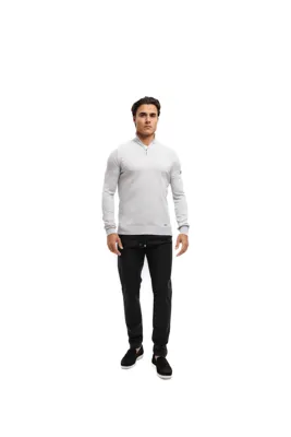 Malelions Knitted Quarter Zip Sweater Heren Lichtgrijs - Maat S - Kleur: Lichtgrijs | Soccerfanshop