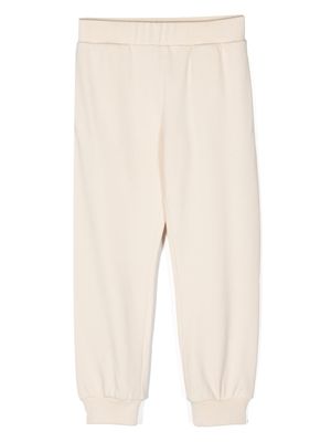 Moncler Enfant pantalon en coton à patch logo - Tons neutres