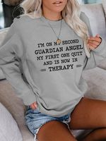 I'm On My Second Guardian Angel Graphic Long Sleeve Sweatshirt