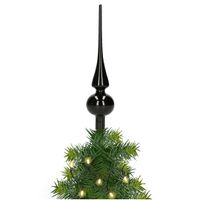 Glazen kerstboom piek/topper zwart glans 26 cm - thumbnail