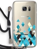Gekleurde driehoekjes blauw: Samsung Galaxy S7 Transparant Hoesje met koord