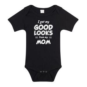 I get my good looks from my mom cadeau romper / rompertje zwart  kraamcadeau voor baby 92 (18-24 maanden)  -