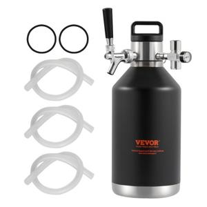 VEVOR Bierdispenser Mini Biervat Bierbrouwapparaat 4 L, Draagbare Drukvatenset Dubbellaags RVS Growler-systeem Verstelbare Tap 27 ℃, Tapbier Thuisbrouwerij Fris en Koolzuurhoudend