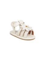 Donsje sandales en cuir à fleurs appliquées - Blanc
