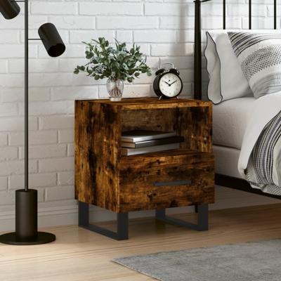 Nachtkastje 40x35x47,5 cm bewerkt hout gerookt eikenkleurig