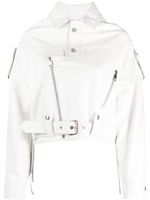 Manokhi veste de moto en cuir à manches amovibles - Blanc