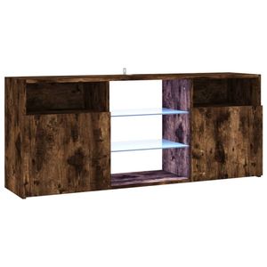 The Living Store TV-meubel Gerookt Eiken - 120x30x50 cm - LED-verlichting