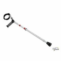 Low Vision Elleboogkruk wit/rood van aluminium, instelbaar van 75 tot 100 cm.