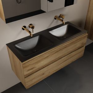 MONDIAZ AIVY 120cm badmeubel Chai, wastafel Urban solid surface dubbel zonder kraangat met spiegelkast (AI-351651URBAN-NO - AI-M120CHDU - AI-C120CHMI)