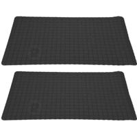 2x stuks anti-slip badmatten zwart 69 x 39 cm rechthoekig