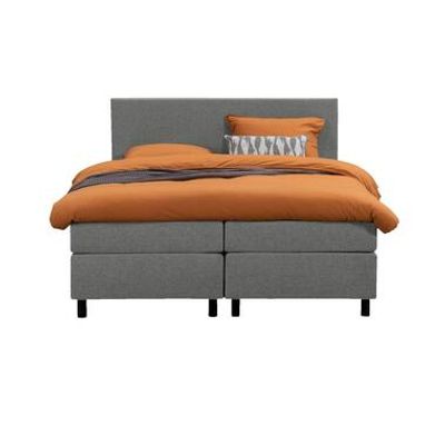 Boxspring Liv egaal - lichtgrijs - 180x200 cm - ronde poot - Leen Bakker