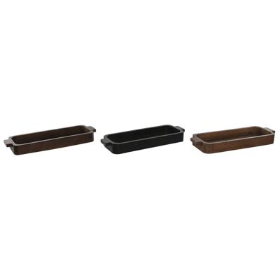 Tafeldecoratie Home ESPRIT Bruin Zwart Lichtbruin Mangohout 46 x 15 x 5 cm (3 Stuks)