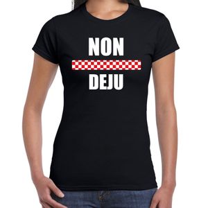 Non deju met vlag Brabant t-shirts Brabants dialect zwart voor dames