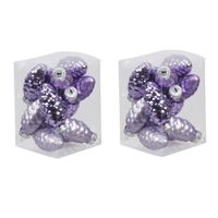 24x stuks glazen dennenappels kersthangers amethyst paars 6 cm mat/glans - Kersthangers - thumbnail