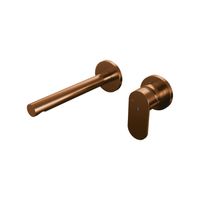 Inbouw Wastafelmengkraan Brauer Copper Edition Coldstart Rechte Uitloop Platte Hendel Rechts Geborsteld Koper PVD Met Rozetten Brauer