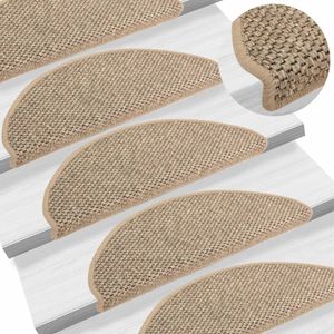 Trapmatten zelfklevend 15 st sisal-look 65x21x4 cm donkerbeige