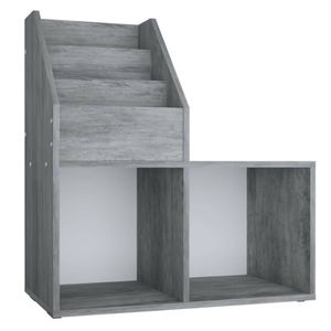 vidaXL Kindertijdschriftenrek 71x30x78,5 cm bewerkt hout betongrijs