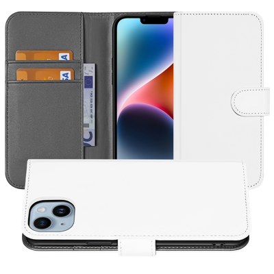 Book Case Telefoonhoesje voor de iPhone 15 Plus Wit met Pasjeshouder