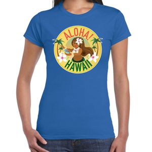 Hawaii feest t-shirt / shirt Aloha Hawaii blauw voor dames