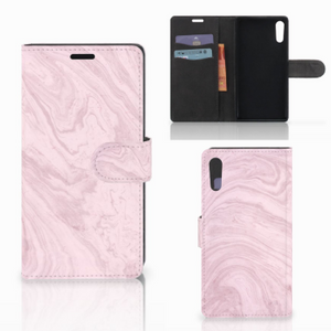 Sony Xperia XZ | Sony Xperia XZs Bookcase Marble Pink - Origineel Cadeau Vriendin