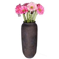 Kunstbloemen boeket Gerbera - 5x - 72 cm - lichtroze/roze - real touch - kunst zijdebloem