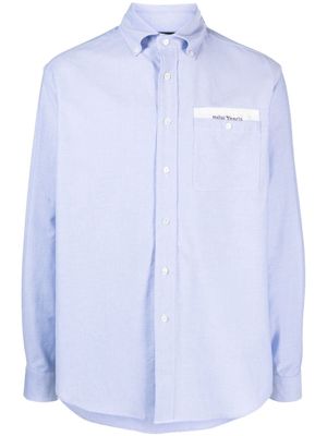 Palm Angels chemise en coton à bande Sartorial - Bleu