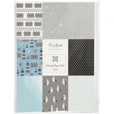 Vivi Gade designpapier blok blauw 21 x 30 cm 24 vellen