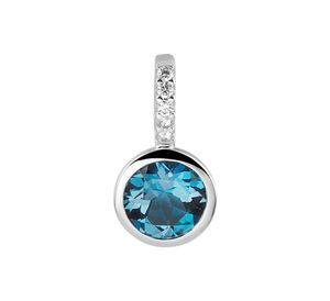 TFT Hanger Witgoud London Blue Topaas En Diamant 0.02ct H SI