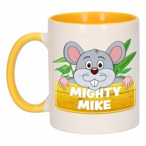 Muizen theebeker geel / wit Mighty Mike 300 ml