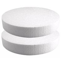 Hobby/knutsel Piepschuim schijf - 2x - wit - D25 cm - figuur en vormen