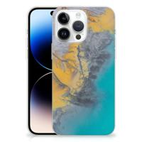 iPhone 14 Pro Max | TPU | Siliconen hoesje | Marble Blue Gold