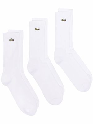 Lacoste lot de chaussettes nervurées à patch logo - Blanc