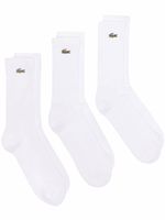 Lacoste lot de chaussettes nervurées à patch logo - Blanc