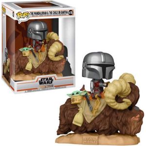 Pop! Deluxe: Star Wars The Mandalorian - The Mandalorian on Bantha with Child in Bag Decoratie